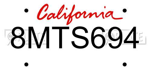 8MTS694 California License Plate