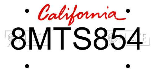 8MTS854 California License Plate