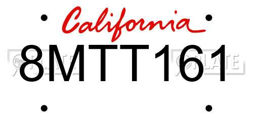 8MTT161 California License Plate