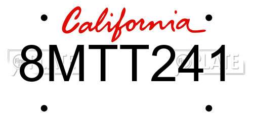 8MTT241 California License Plate