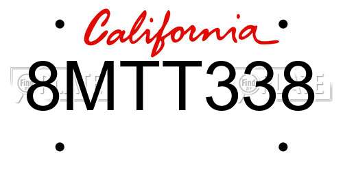 8MTT338 California License Plate