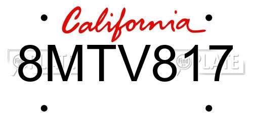 8MTV817 California License Plate
