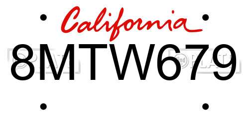 8MTW679 California License Plate