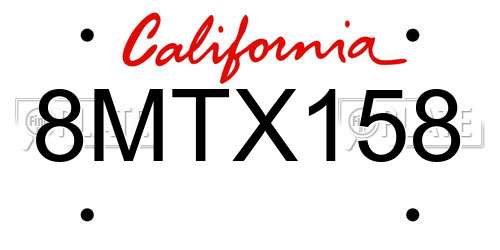 8MTX158 California License Plate
