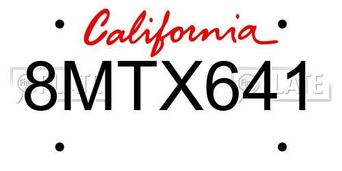 8MTX641 California License Plate