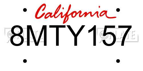 8MTY157 California License Plate