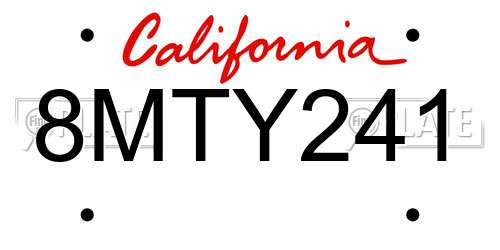 8MTY241 California License Plate