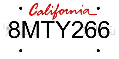 8MTY266 California License Plate