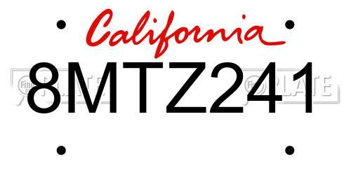 8MTZ241 California License Plate