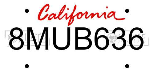 8MUB636 California License Plate
