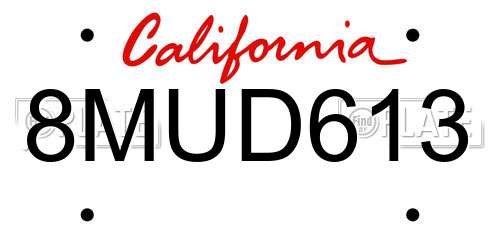 8MUD613 California License Plate
