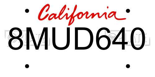 8MUD640 California License Plate