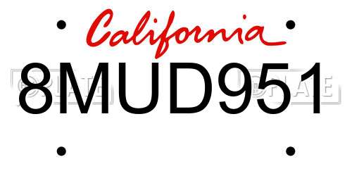 8MUD951 California License Plate