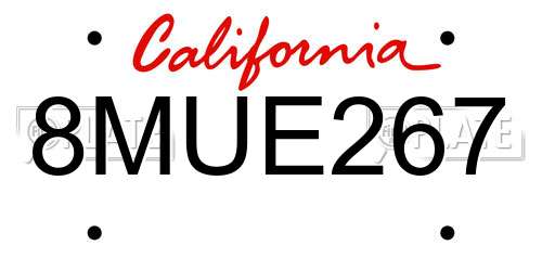 8MUE267 California License Plate