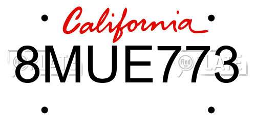 8MUE773 California License Plate