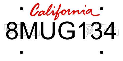 8MUG134 California License Plate
