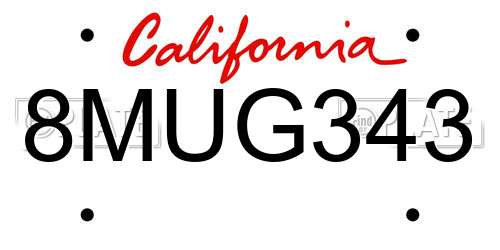 8MUG343 California License Plate