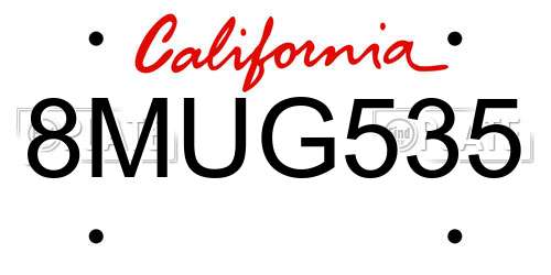 8MUG535 California License Plate