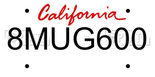 8MUG600 California License Plate