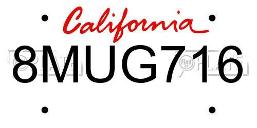 8MUG716 California License Plate