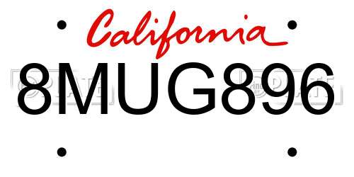 8MUG896 California License Plate