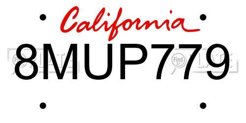 8MUP779 California License Plate