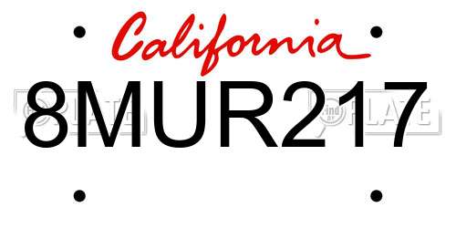 8MUR217 California License Plate