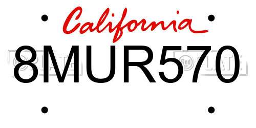 8MUR570 California License Plate