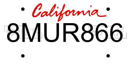 8MUR866 California License Plate