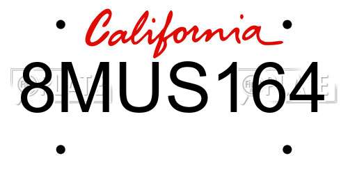 8MUS164 California License Plate