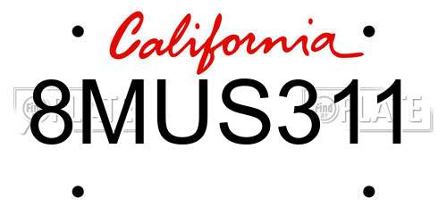 8MUS311 California License Plate