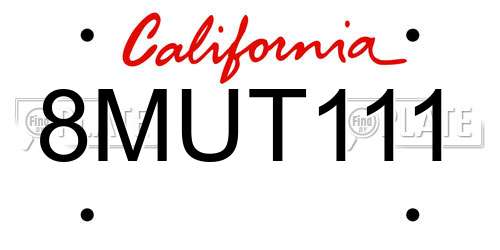 8MUT111 California License Plate