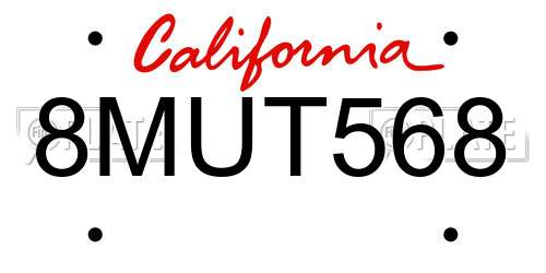 8MUT568 California License Plate