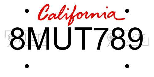 8MUT789 California License Plate