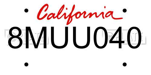 8MUU040 California License Plate