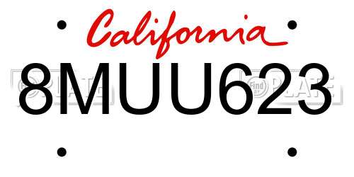 8MUU623 California License Plate