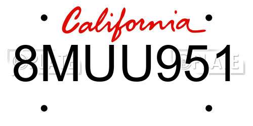 8MUU951 California License Plate