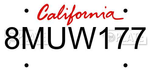 8MUW177 California License Plate