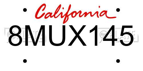 8MUX145 California License Plate