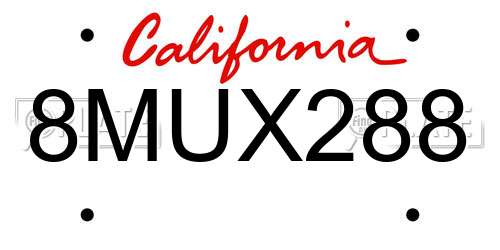 8MUX288 California License Plate