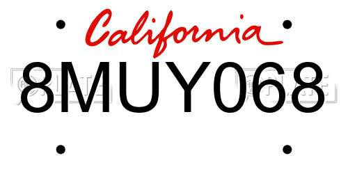 8MUY068 California License Plate