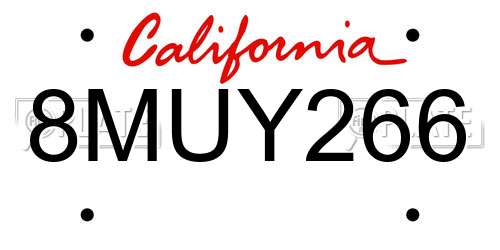 8MUY266 California License Plate