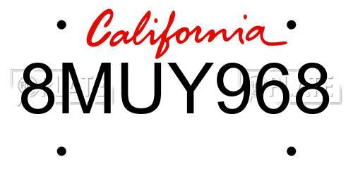 8MUY968 California License Plate