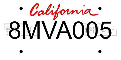 8MVA005 California License Plate