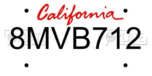 8MVB712 California License Plate