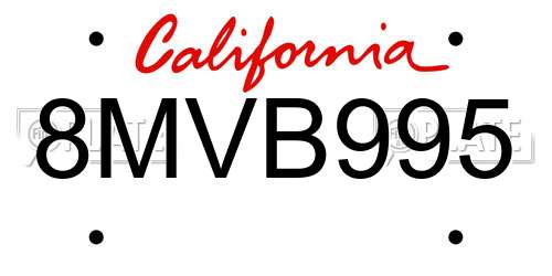 8MVB995 California License Plate