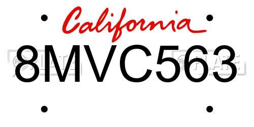 8MVC563 California License Plate