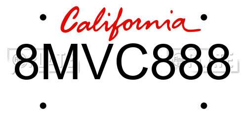 8MVC888 California License Plate