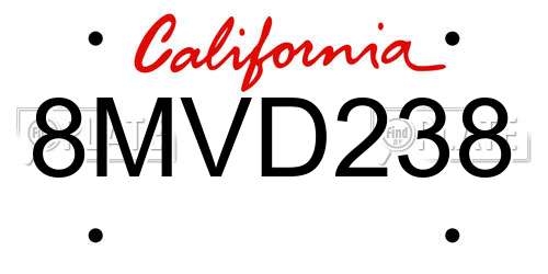 8MVD238 California License Plate
