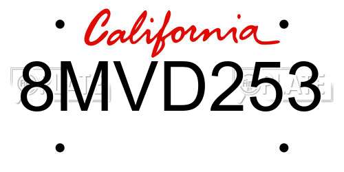 8MVD253 California License Plate